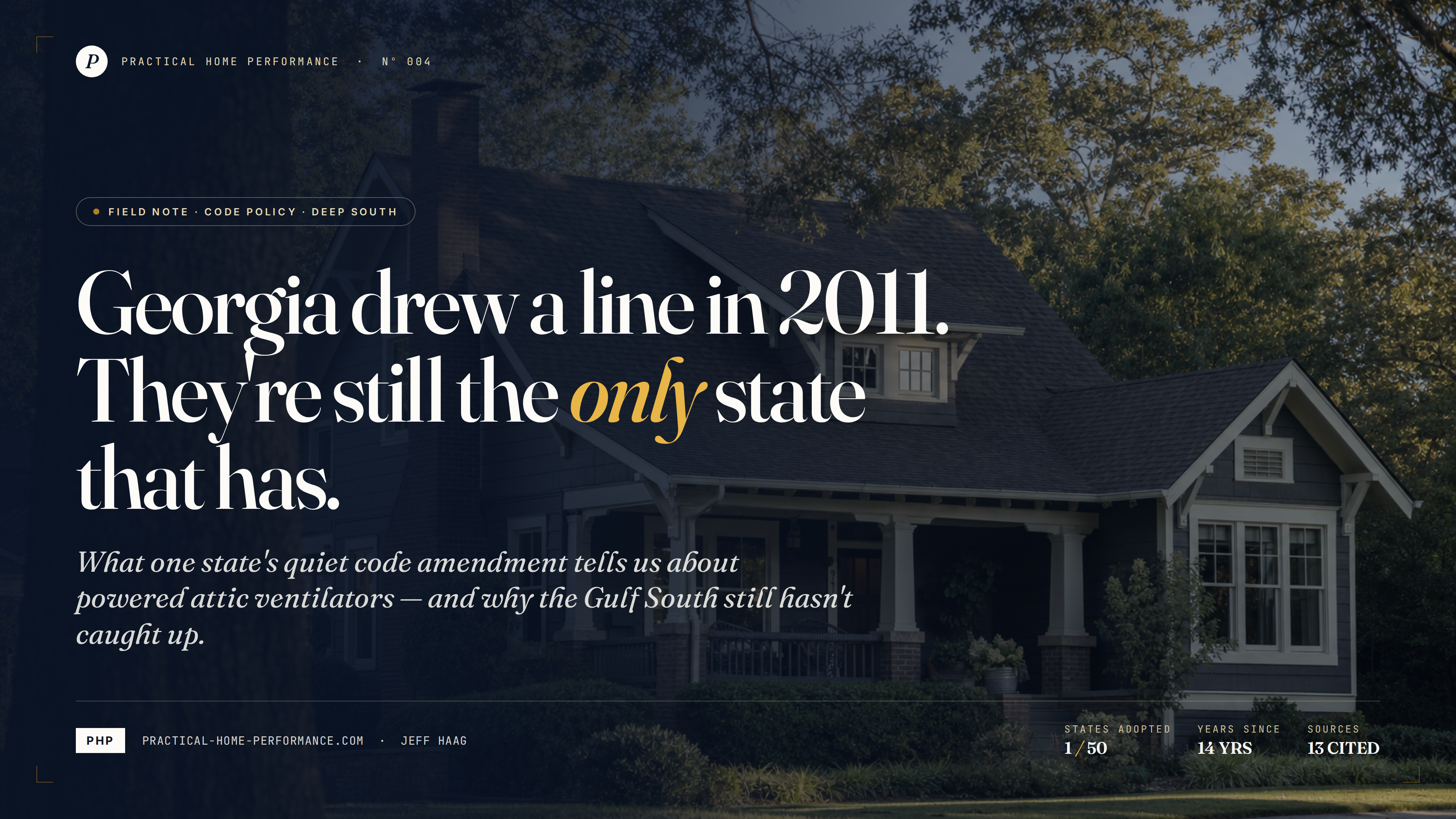 Georgia craftsman-style home under golden-hour light, representing the state that banned grid-connected powered attic ventilators in 2011
