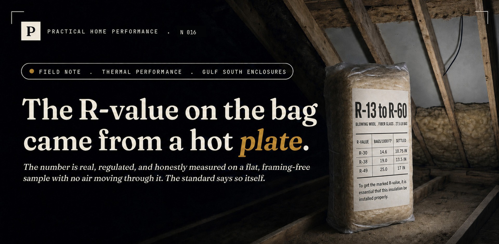 Editorial illustration of an insulation package in an attic, with the article title overlaid.