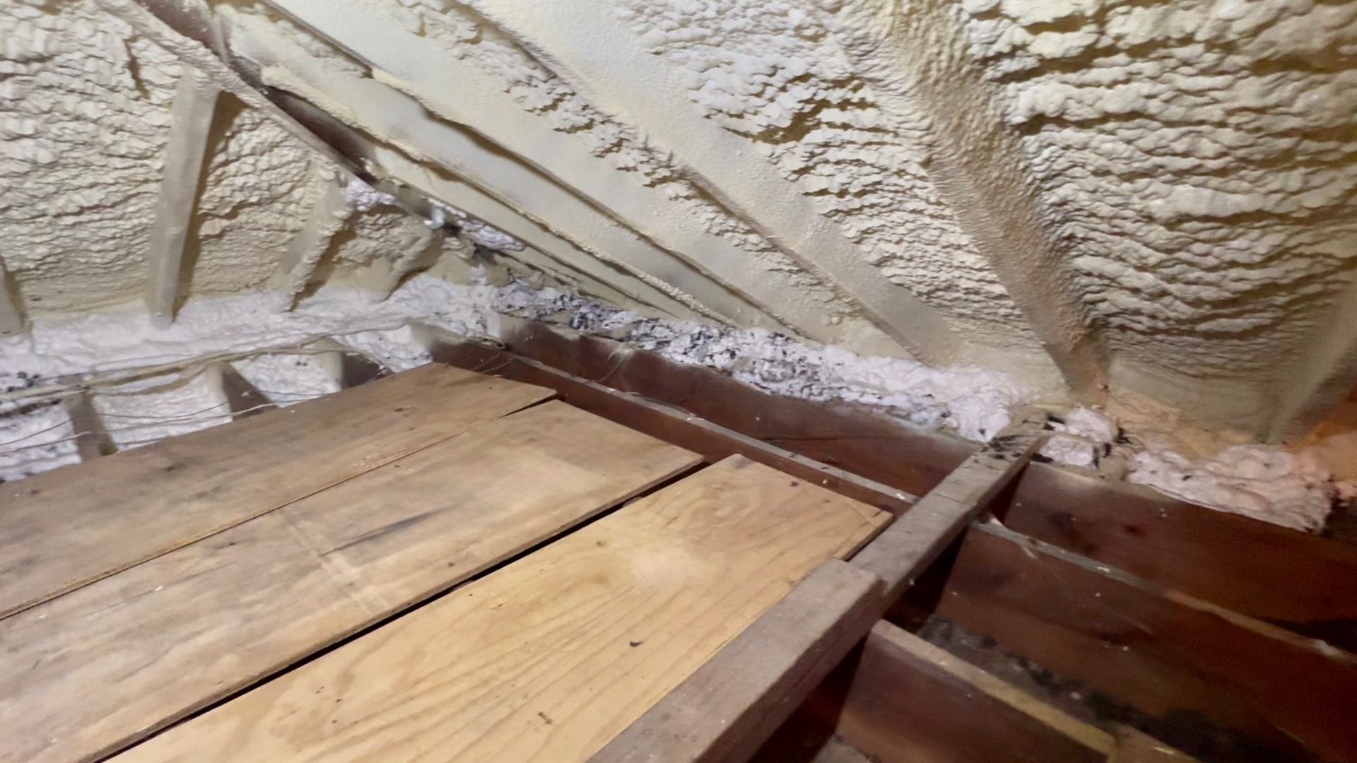 Added spray foam connecting the roofline to the perimeter framing.