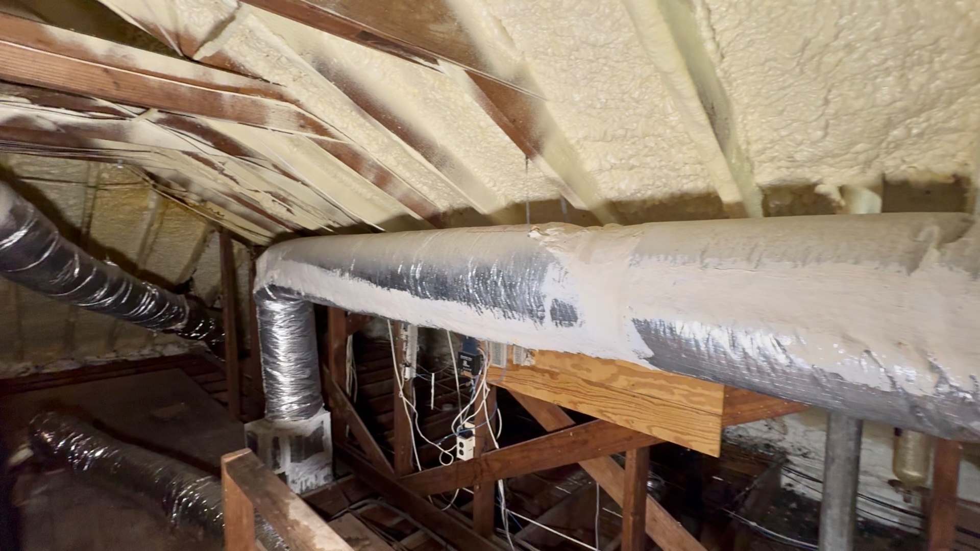 Dry metal ductwork photographed after the repair.